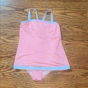 The Beaufort Bonnet Company Pink and Light Blue One-Piece Girls Swimsuit